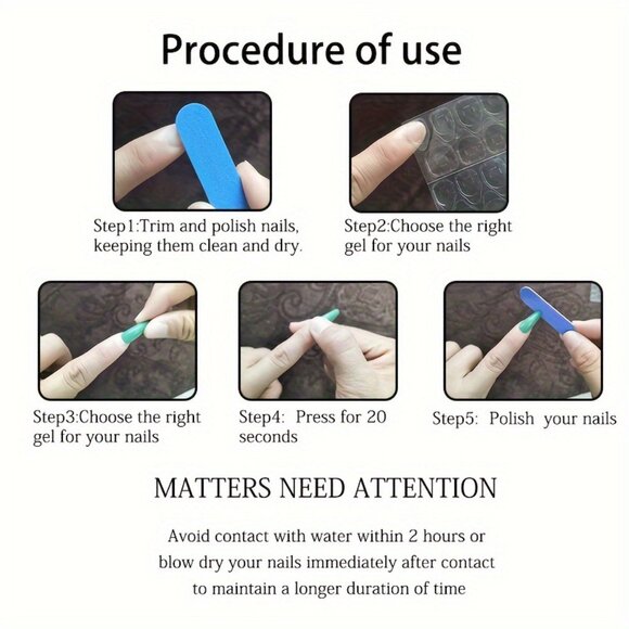 24pcs of Hot Selling Fake Nail Stickers, Champagne Golden Glitter Nail Art Nails - Picture 4 of 6